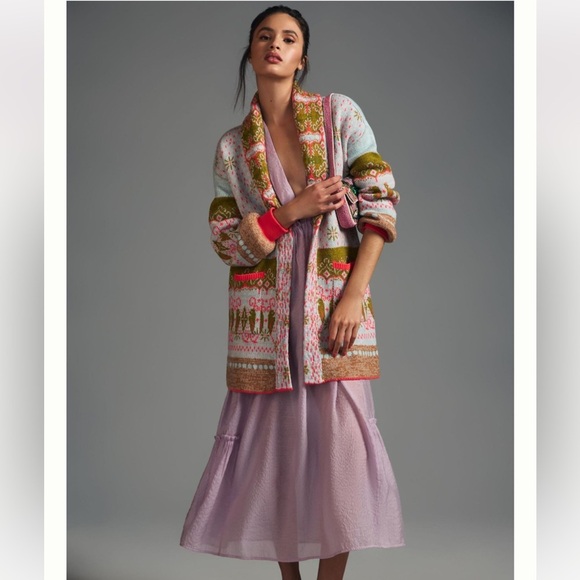 Anthropologie Pilcro Embroidered Cardigan Sweater Size Small NWT